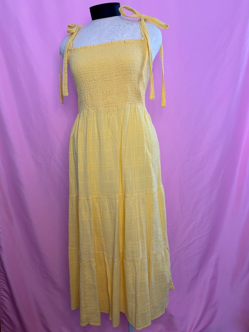 NWT Butter Yellow Midi Smock Dress